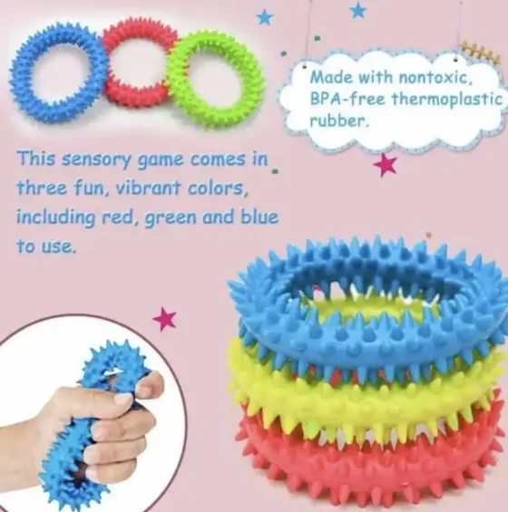 Spiky Sensory Ring for Children Relaxing Therapy Stress Relieve Increasing Focus Help with ADHD ADD OCD Autism and Anxiety - Image 2