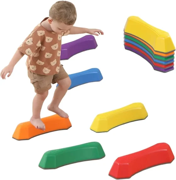 River Stones, Stepping Stones for Kids, 8Pcs Non-slip Plastic Balance Stepping Stones, Stackable Toddler Stepping Stones, Flexible Combination Sensory Toys for Indoor & Outdoor